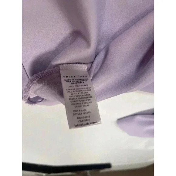 Trina Turk Women's Purple Split Neck Bay Point Ruffle-Cuff Crepe Top Size M - Picture 4 of 6